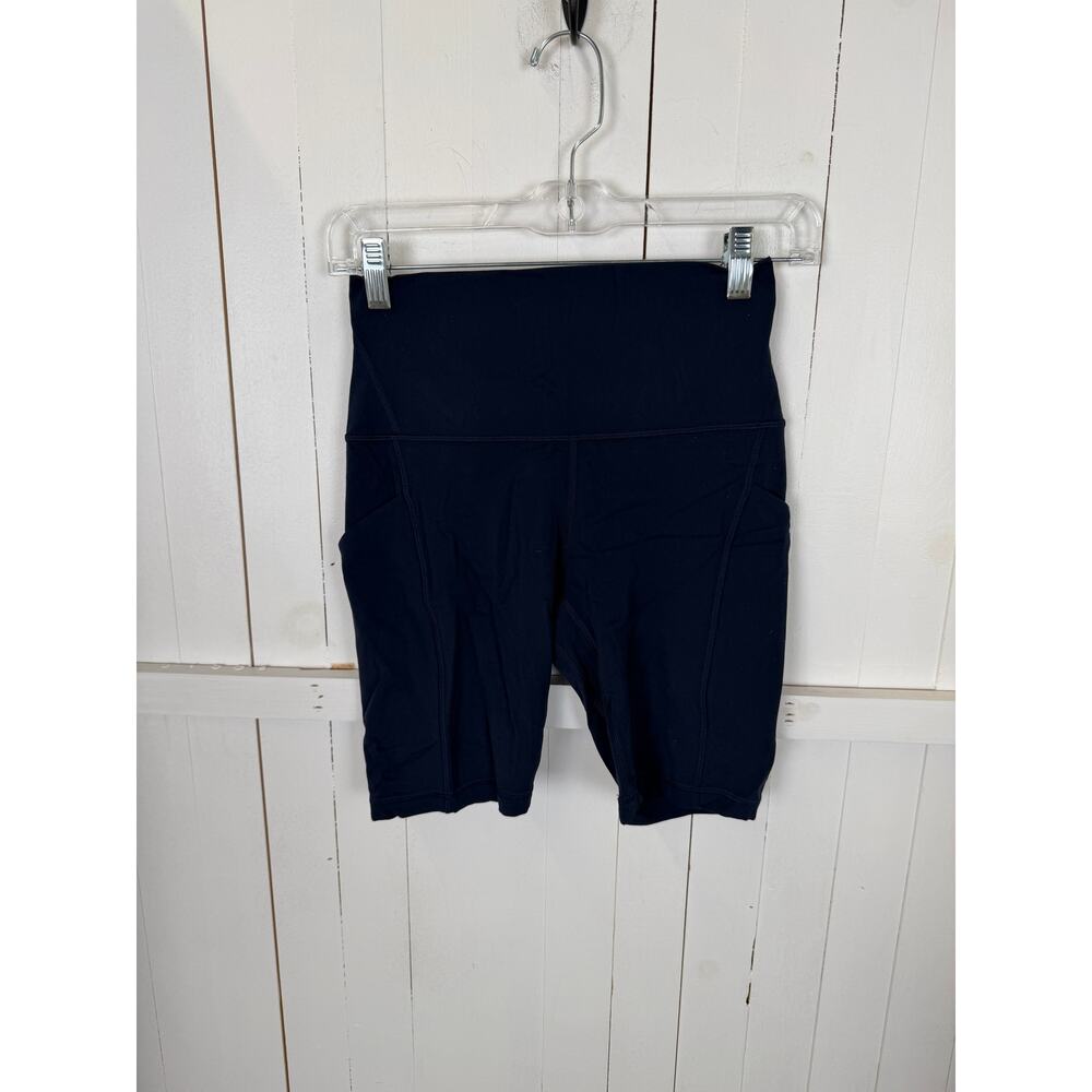 Lululemon Blue Biker Activewear Shorts Size 6 Nylon